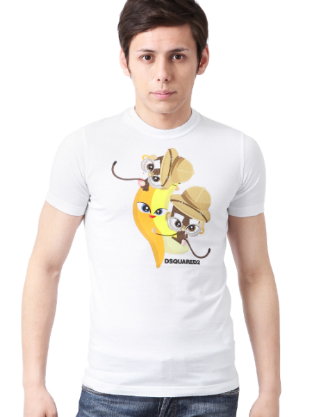 ディースクエアード偽物2015年春夏新作ツインモンキーズプリント 半袖Tシャツ