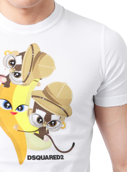 ディースクエアード偽物2015年春夏新作ツインモンキーズプリント 半袖Tシャツ
