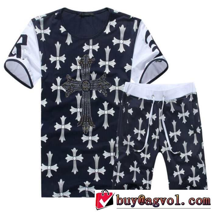 大特価 2014春夏 chrome hearts クロムハーツ 半袖tシャツ セットアップ上下 2色可選