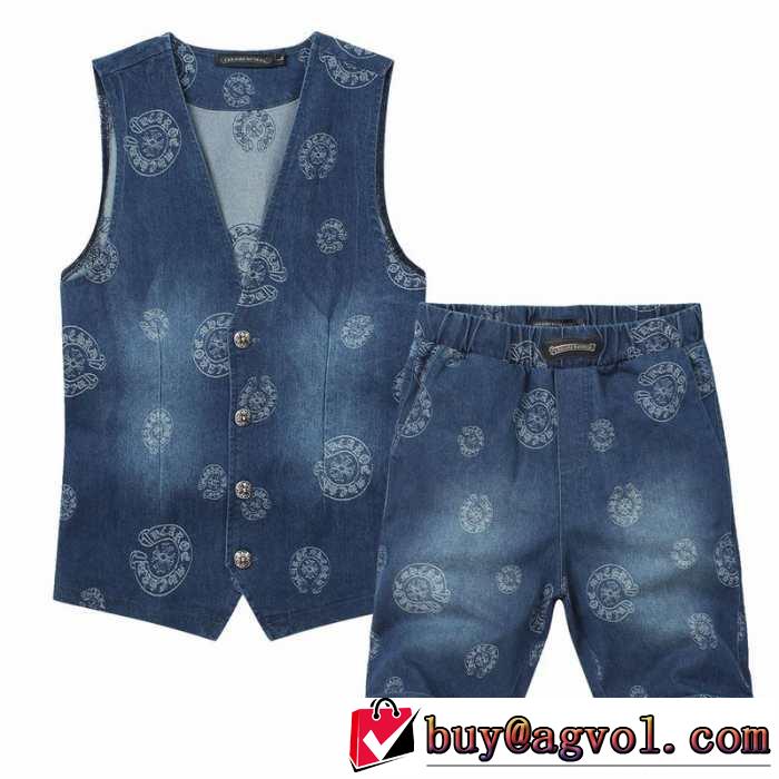 上質 2014春夏 chrome hearts クロムハーツ タンクトップ デニムジャケット セットアップ上下 ショートパンツ