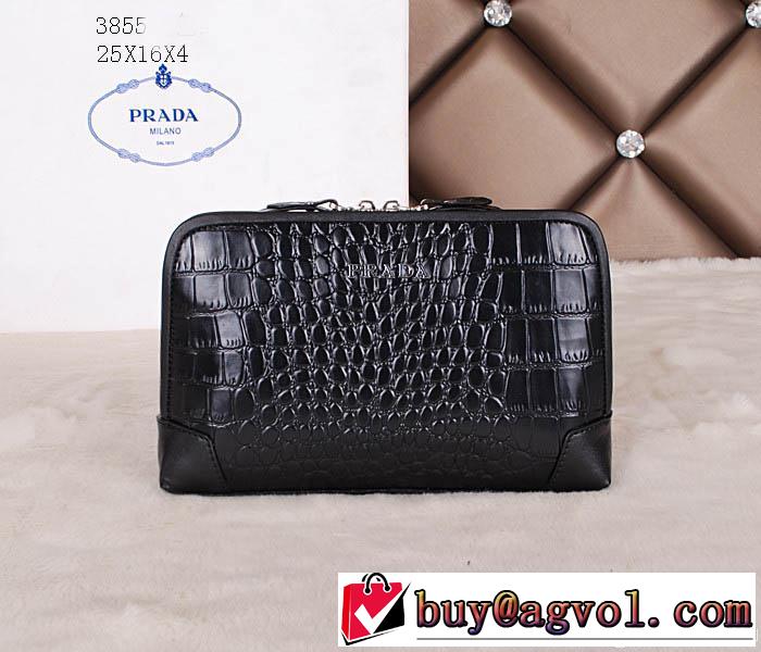 PRADA プラダ 首胸ロゴ 2014 ファスナー開閉 財布メンズ 3855