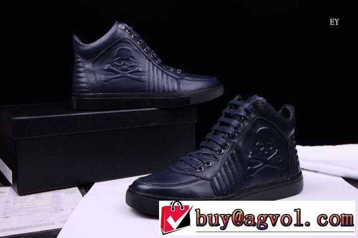 2014秋冬 philipp plein フィリッププレイン 目を引く フラットシューズ ハイカット 抗菌?防臭加工 2色可選