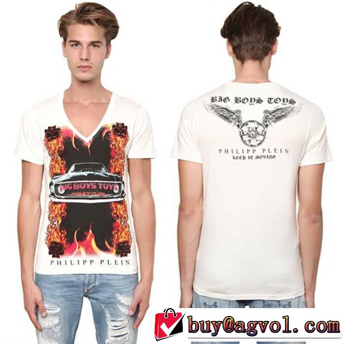 首胸ロゴ 2014春夏 フィリッププレイン vネック半袖 tシャツ
