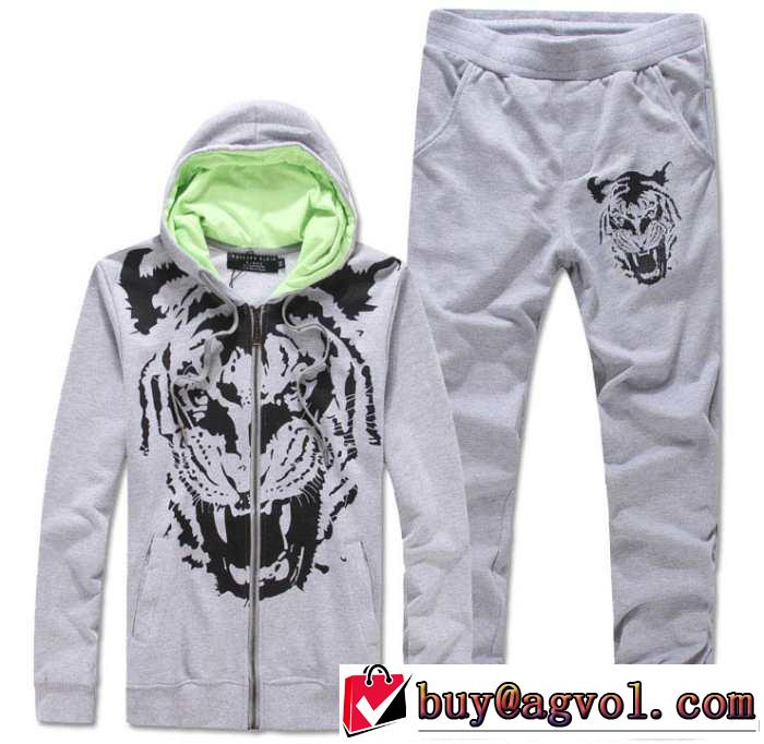 首胸ロゴ 2014春夏 philipp plein フィリッププレイン フード付 長袖 tシャツ セットアップ上下2色可選 219a