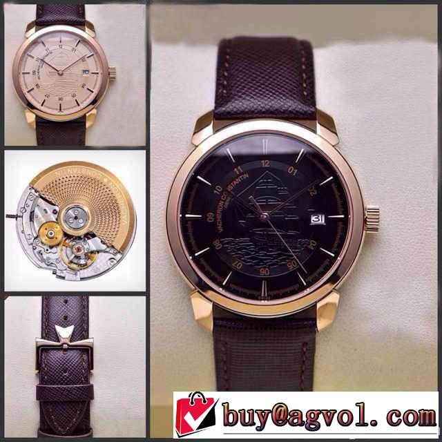 2014秋冬 存在感◎ vacheron constantin バセロン コンスタンチン サファイヤクリスタル風防 本革ベルト スイスムーブメントeta2824-3 高級腕時計