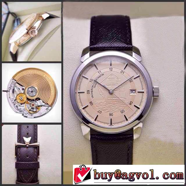 2014秋冬 大人気！vacheron constantin バセロン コンスタンチン サファイヤクリスタル風防 本革ベルト スイスムーブメントeta2824-3 高級腕時計
