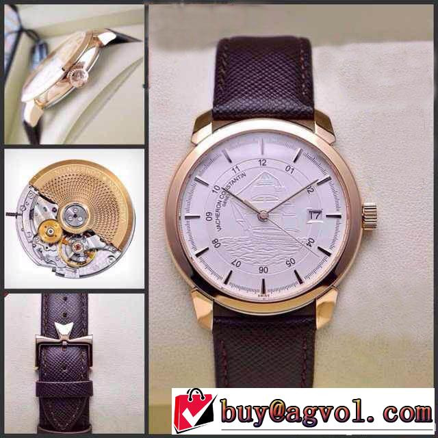 2014秋冬 値下げ！ vacheron constantin バセロン コンスタンチン サファイヤクリスタル風防 本革ベルト スイスムーブメントeta2824-3 高級腕時計