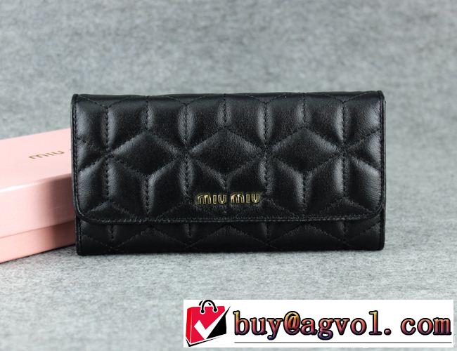 2014秋冬 miumiu ミュウミュウ 首胸ロゴ レディース長財布