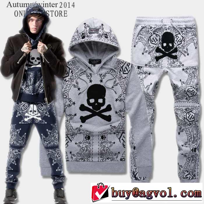 SALE開催 2014秋冬 philipp plein フィリッププレイン ジャージセット 総柄 3色可選