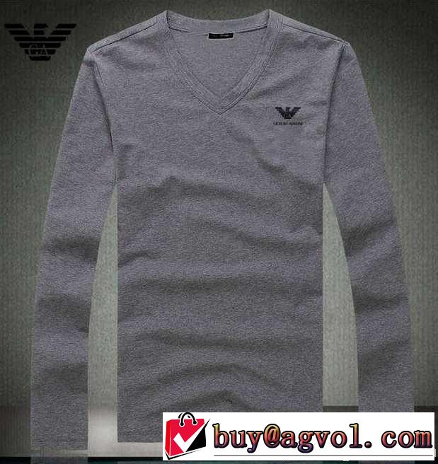 2014秋冬 超人気美品◆ armani アルマーニ vネック 長袖 tシャツ 3色可選