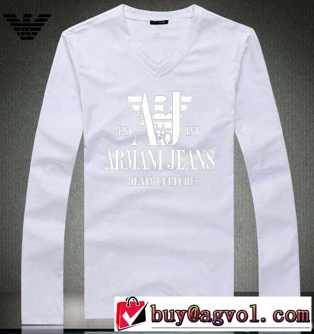 2014秋冬 armani アルマーニ 大人気☆new!! vネック 長袖 tシャツ 3色可選