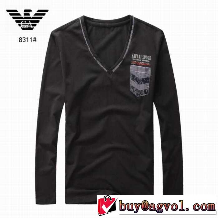 2014秋冬 armani アルマーニ ～希少 vネック 長袖 tシャツ 3色可選