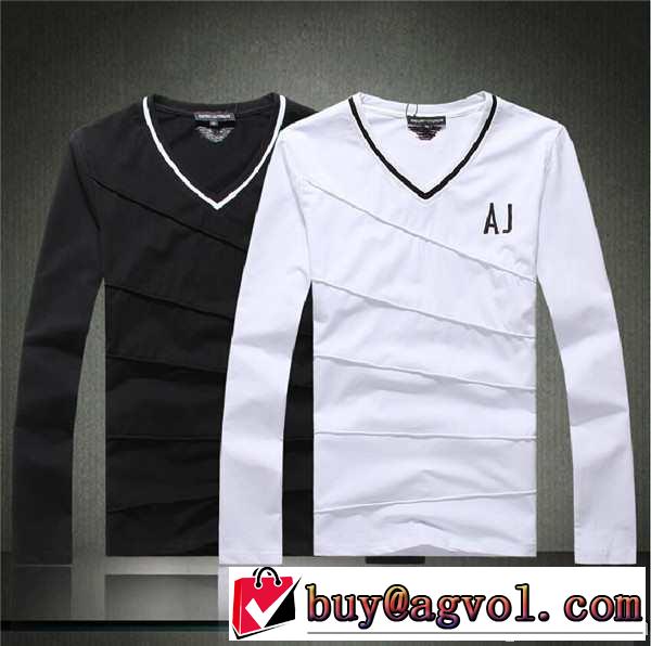 2014秋冬 完売品！ armani アルマーニ vネック 長袖 tシャツ 2色可選