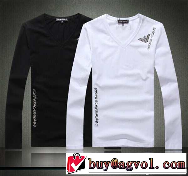 2014秋冬 新入荷 armani アルマーニ vネック 長袖 tシャツ 2色可選