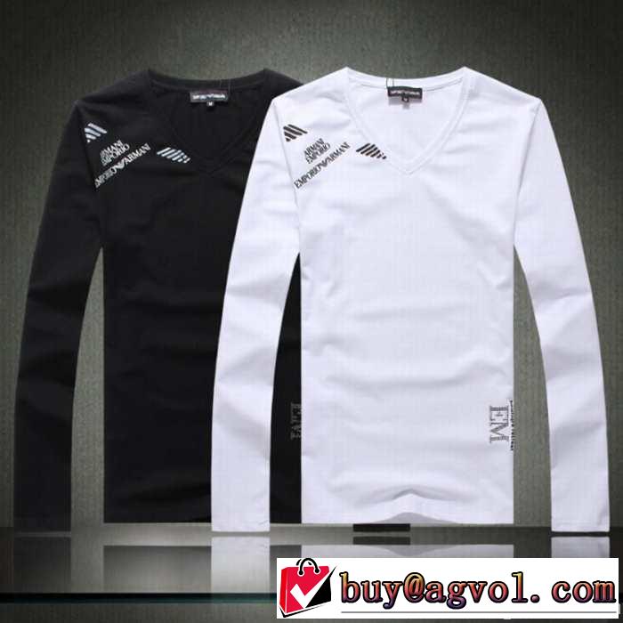 2014秋冬 入手困難 armani アルマーニ vネック 長袖 tシャツ 2色可選
