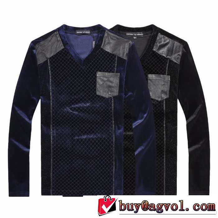 2014秋冬 上質 armani アルマーニ vネック 長袖 tシャツ