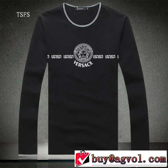 2014秋冬 versace ヴェルサーチ 上質 uネック 長袖 tシャツ