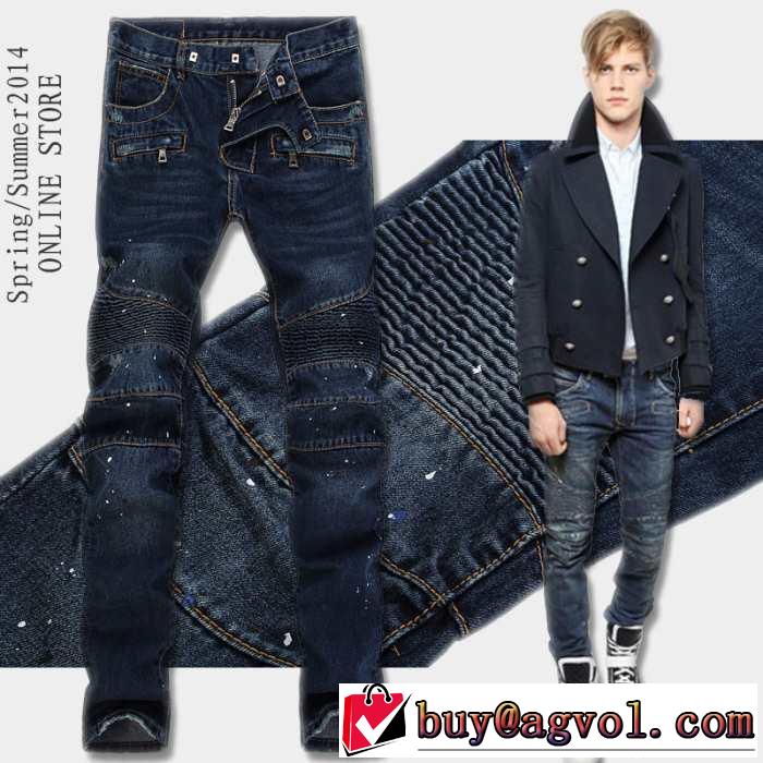 ヒゲと掴み加工 2015秋春 バルマン BALMAIN ジーンズ ジッパー付
