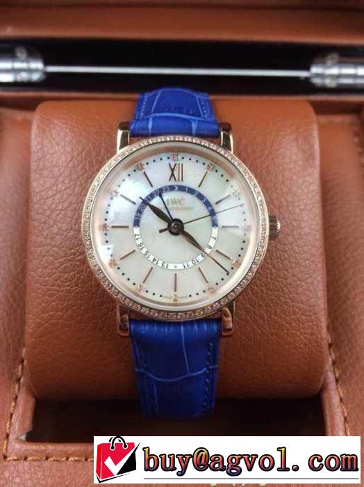 高級感演出 2015 iwc インターナショナルウォッチ カン ダイヤベゼル 3針クロノグラフ 12ポイントダイヤ 女性用腕時計 2色可選