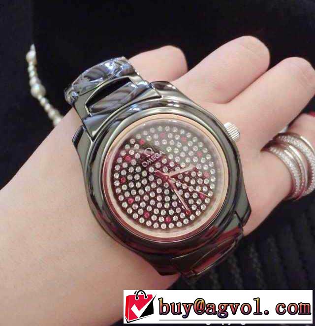存在感◎ 2015 omega オメガ サファイヤクリスタル風防 ダイヤベゼル 女性用腕時計