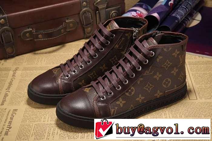 疲れにくい louis vuitton ルイ ヴィトン メンズ レースアップ 履き心地の良いハイカットスニーカー 3色可選.