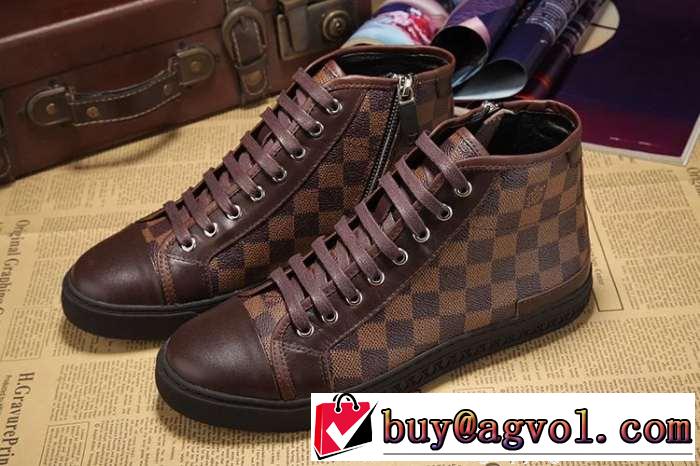 疲れにくい louis vuitton ルイ ヴィトン メンズ レースアップ 履き心地の良いハイカットスニーカー 3色可選.