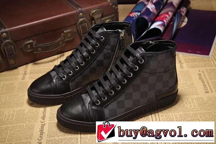 疲れにくい louis vuitton ルイ ヴィトン メンズ レースアップ 履き心地の良いハイカットスニーカー 3色可選.