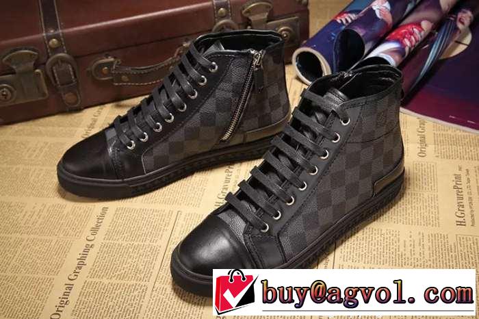 疲れにくい louis vuitton ルイ ヴィトン メンズ レースアップ 履き心地の良いハイカットスニーカー 3色可選.