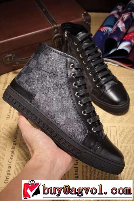 疲れにくい louis vuitton ルイ ヴィトン メンズ レースアップ 履き心地の良いハイカットスニーカー 3色可選.
