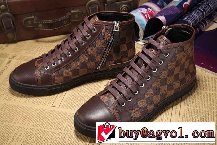 疲れにくい louis vuitton ルイ ヴィトン メンズ レースアップ 履き心地の良いハイカットスニーカー 3色可選.