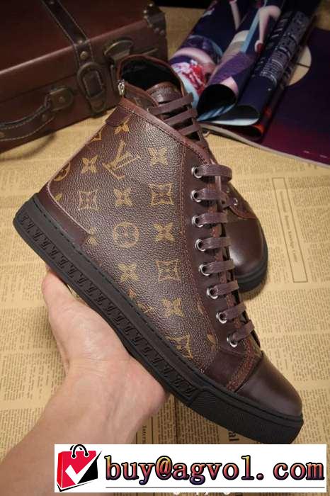 疲れにくい louis vuitton ルイ ヴィトン メンズ レースアップ 履き心地の良いハイカットスニーカー 3色可選.