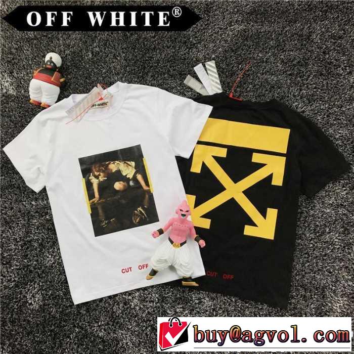 スタイリッシュな印象 2017 2色可選 オフホワイト OFF-WHITE 半袖Tシャツ