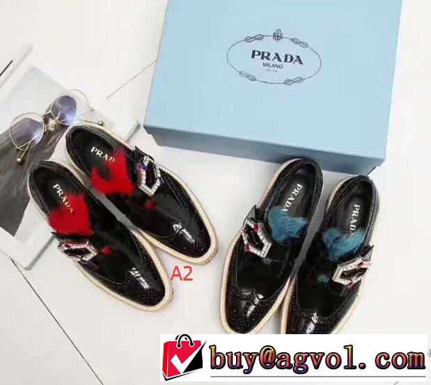 新作入荷100%新品2017 プラダ PRADA カジュアルシューズ厚底 2色選択可