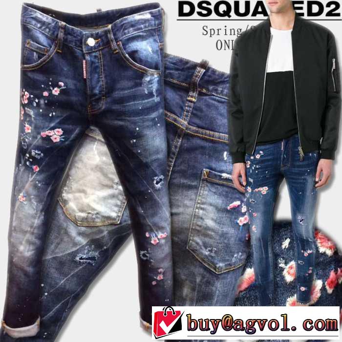 2017春夏 ディースクエアード DSQUARED2 海外セレブ定番愛用 刺繍加工 ダメージデニム