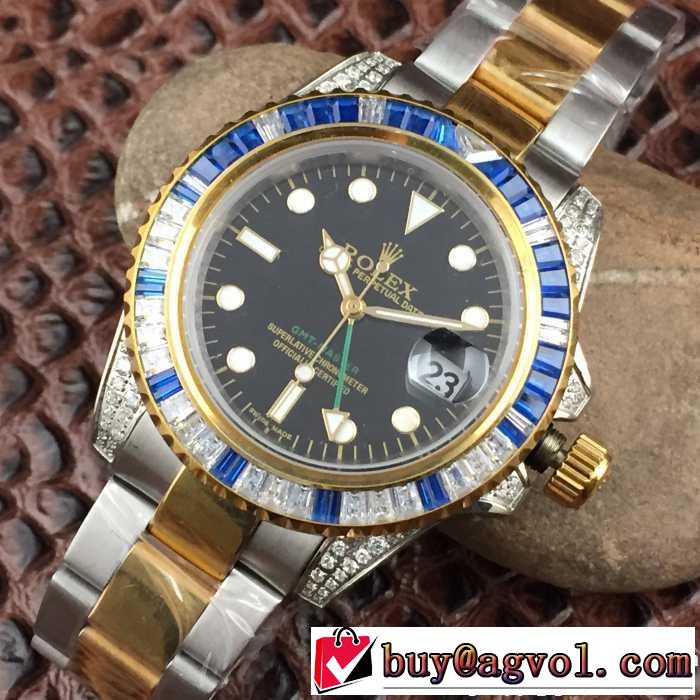 大注目！ ロレックス ROLEX ダイヤ付き時計ケース 日付表示 腕時計 2色可選 2017春夏