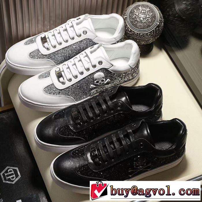 フィリッププレイン 海外セレブ愛用PHILIPP PLEIN フラットシューズ  2色可選 品質保証2017