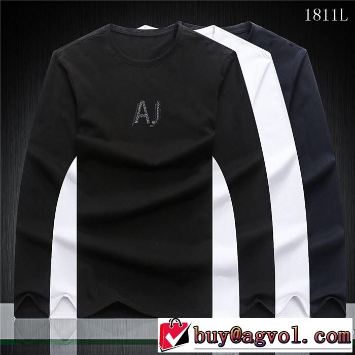 スタイルアップ効果 長袖Tシャツ アルマーニ ARMANI 3色可選 2017秋冬