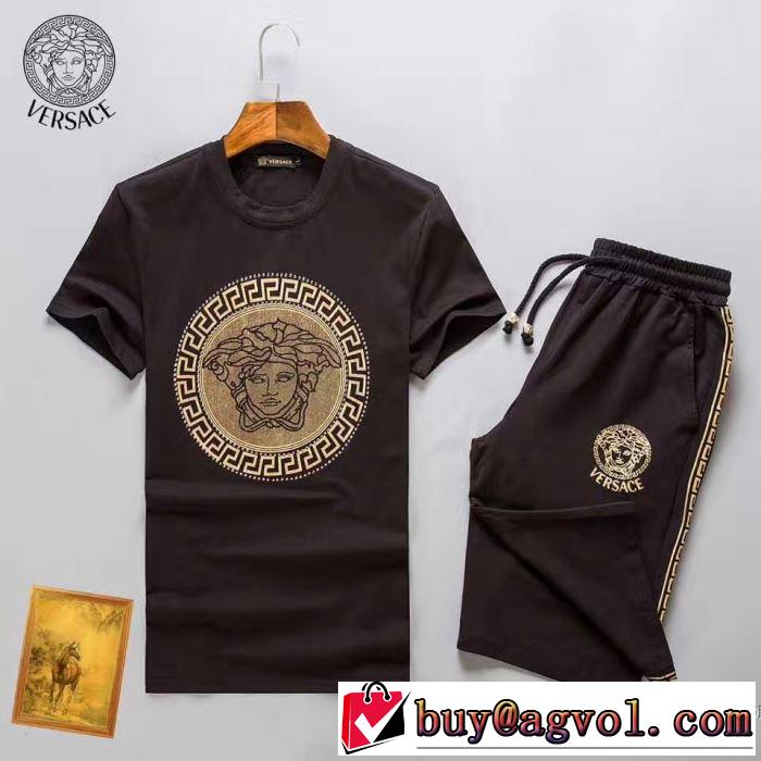 半袖Tシャツ 上下セット 2017春夏 人気が爆発 ヴェルサーチ 3色可選 VERSACE