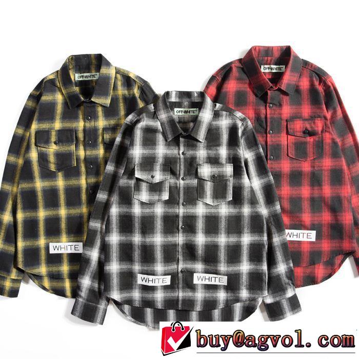 オフホワイト数量限定再入荷 3色可選 チェックシャツ大流行中 2018年秋冬シーズン Off-White