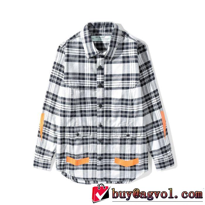超激得高品質Off-Whiteオフホワイト シャツ コピーボタンダウンシャツメンズ長袖チェックシャツカジュアルオシャレ全2色 