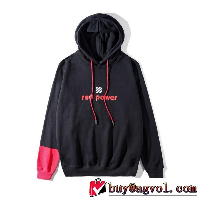 【18AW/早期完売】オフホワイト偽物Off-White超激得定番プリントメンズフード付きプルオーバーパーカーブラック、ホワイト