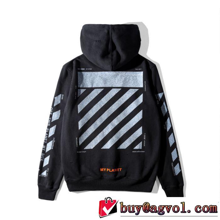爆買い定番人気オフホワイトコピーOFF-WHITEメンズフード付きプリント黒、白プルオーバーパーカー