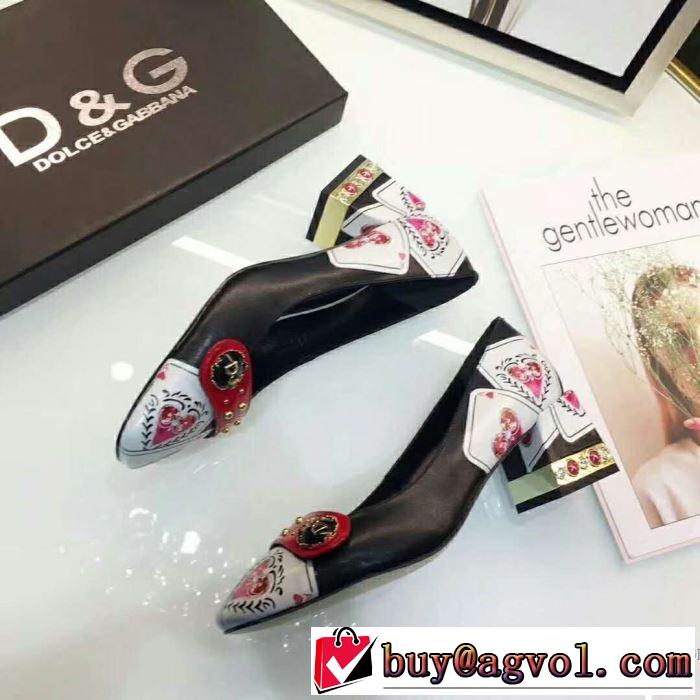 上質な素材採用ドルチェ＆ガッバーナ Dolce&Gabbana 2018春夏新作 2色選択可 太ヒール/スティックヒール