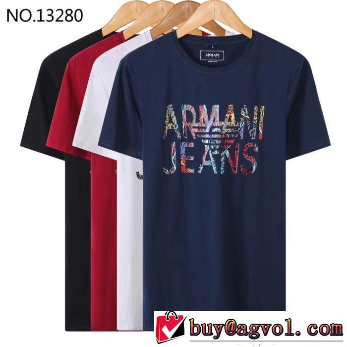  今季新作登場 4色可選 アルマーニ ARMANI 品良く 半袖Tシャツ 2018新品入荷