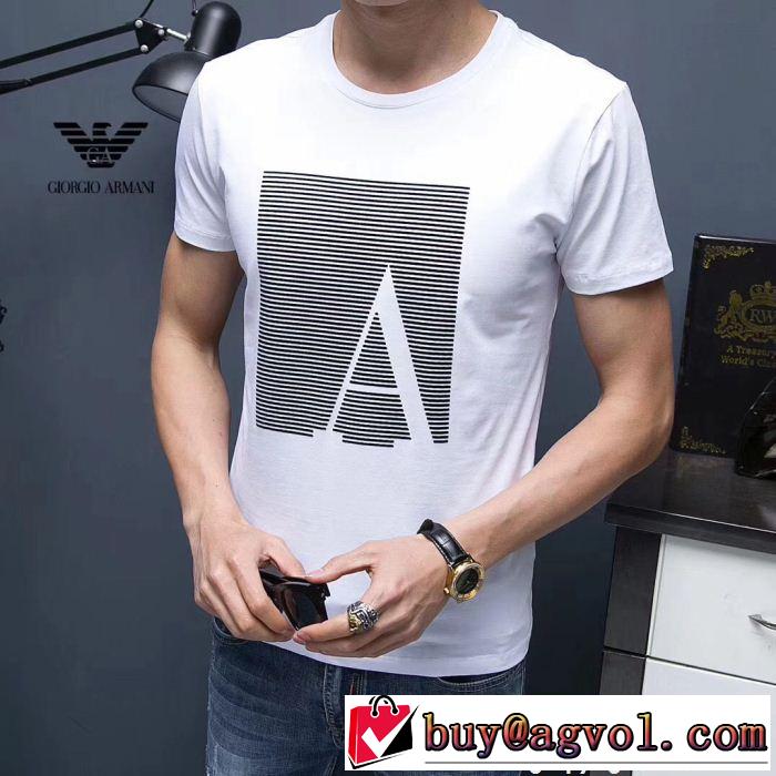 日本限定素材 アルマーニ ARMANI 3色可選 半袖Tシャツ 2018最高ランキング