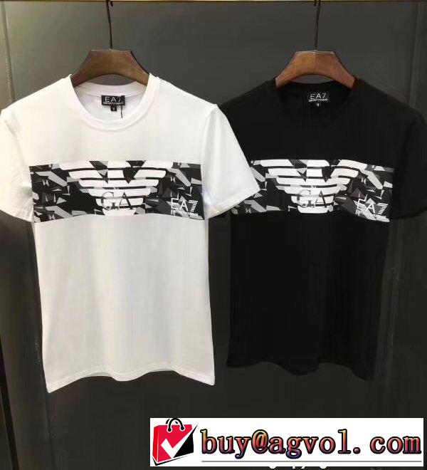  有名人同じアイテム 半袖Tシャツ 2色可選 大胆なデザイン アルマーニ ARMANI 数量限定再入荷