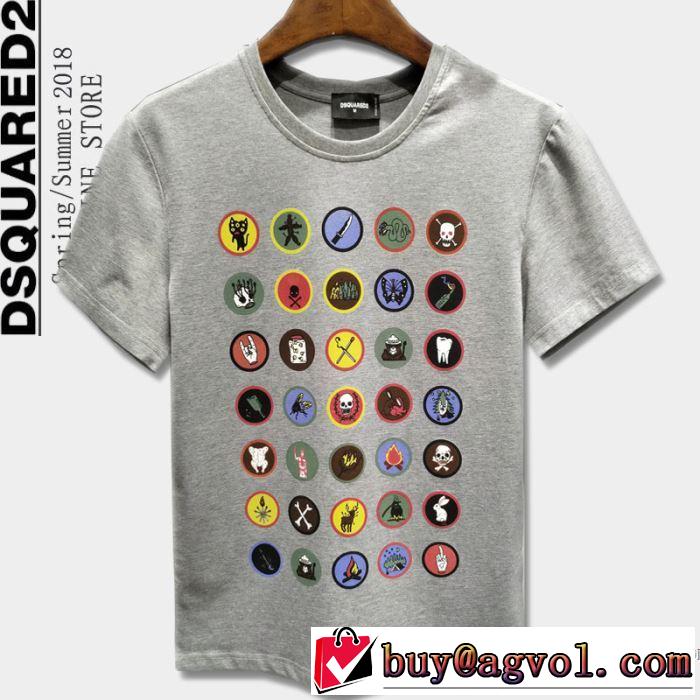 旬のアイテム ディースクエアード DSQUARED2 2018春夏新作 通気性に優れた 半袖Tシャツ 3色可選