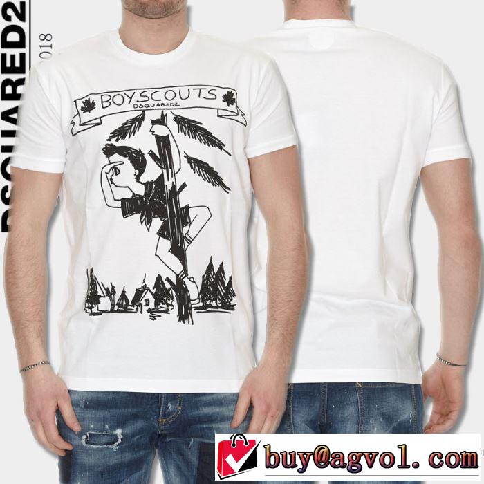  2018春夏新作 半袖Tシャツ 2色可選 ディースクエアード DSQUARED2 品良く 細身のシルエット