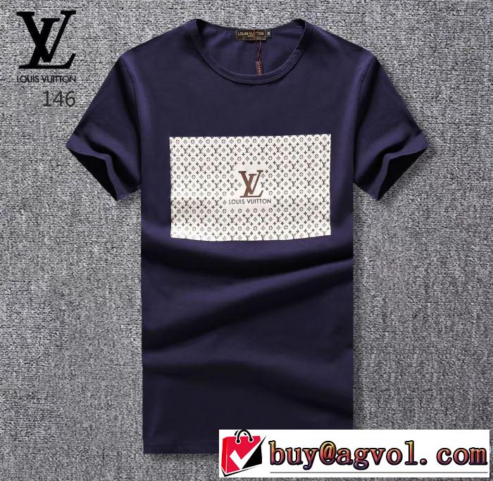 モードな雰囲気のLOUIS VUITTONルイヴィトンｔシャツコピーのロゴプリントされたメンズクルーネック半袖Tシャツ