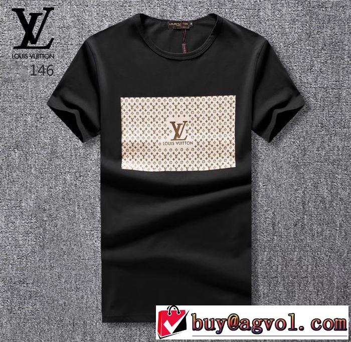 モードな雰囲気のLOUIS VUITTONルイヴィトンｔシャツコピーのロゴプリントされたメンズクルーネック半袖Tシャツ